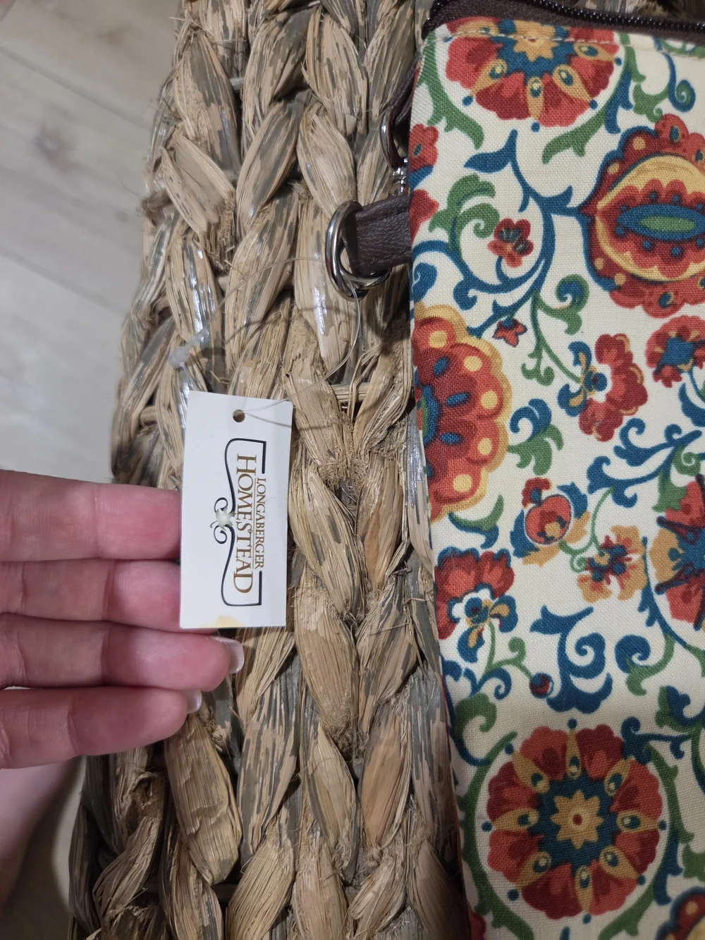 Longaberger Floral Canvas Tote & Crossbody Set